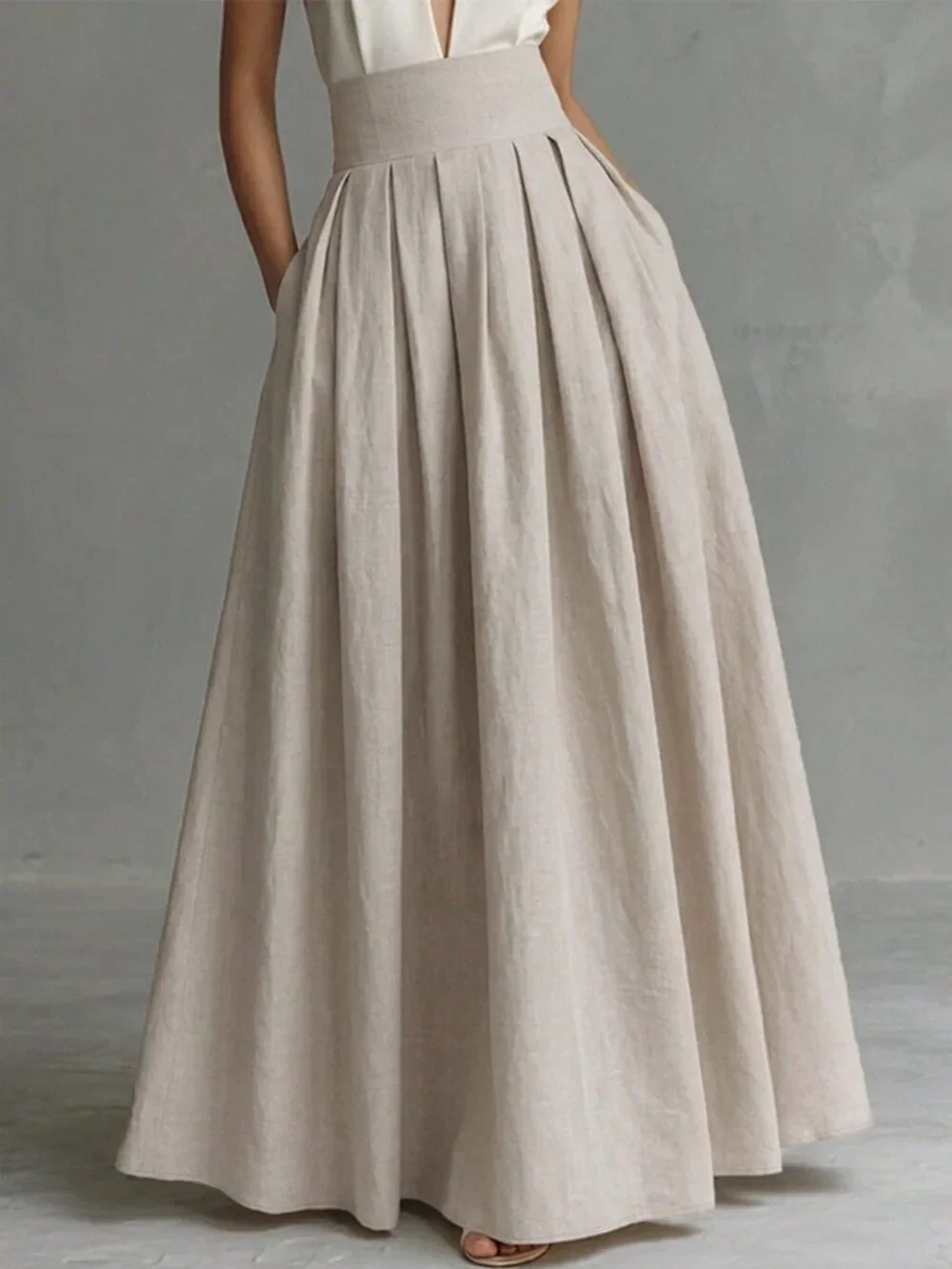 Beige Casual Women's Elegant Loose Skirt